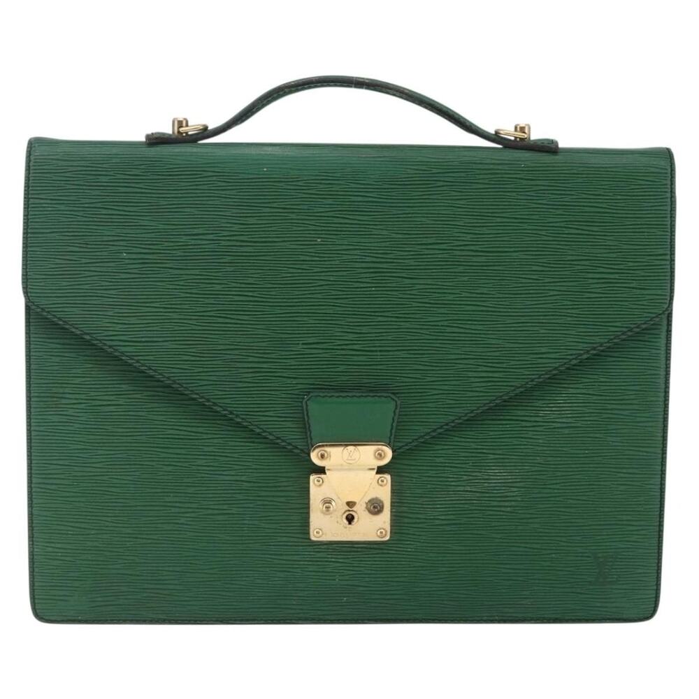 Louis Vuitton Epi Porte Documents Bandouliere Briefcase Green